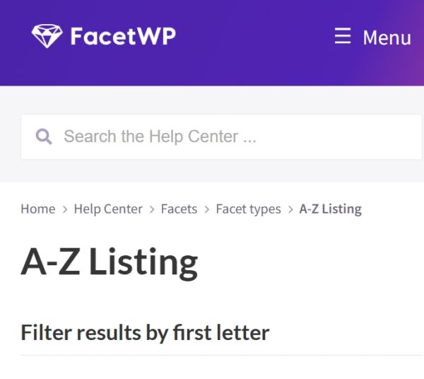 FacetWP A-Z Listing