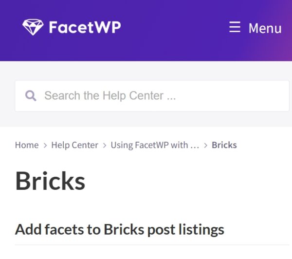 FacetWP Bricks Builder integration