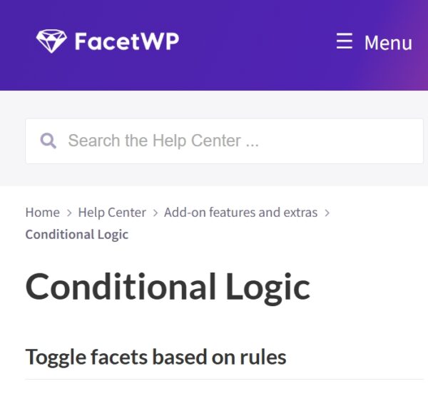 FacetWP Conditional Logic