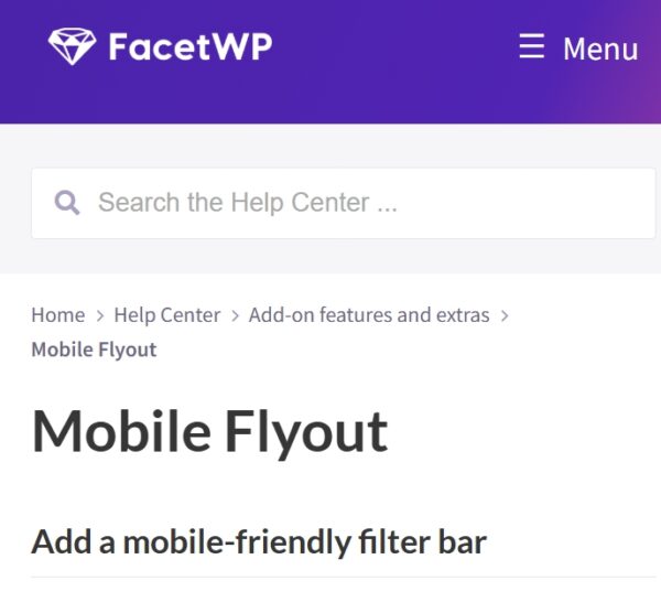 FacetWP Flyout