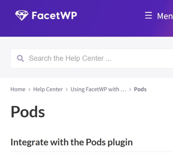 FacetWP Pods