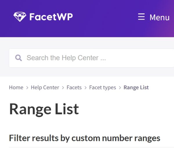 FacetWP Range List