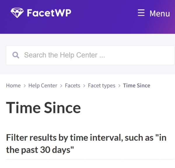 FacetWP Time Since Addon