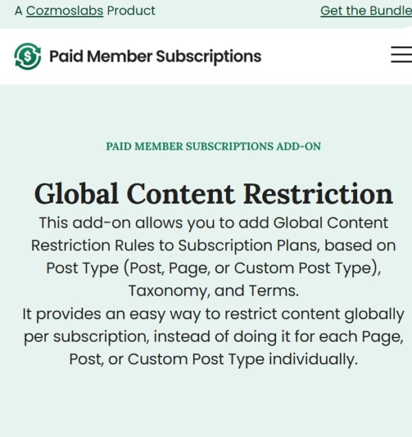 Paid Member Subscriptions Global Content Restriction