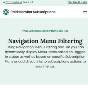Paid Member Subscriptions Navigation Menu Filtering