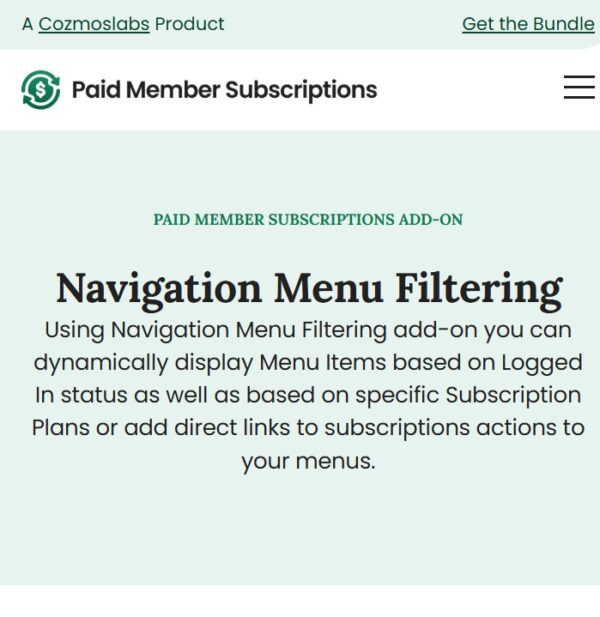 Paid Member Subscriptions Navigation Menu Filtering