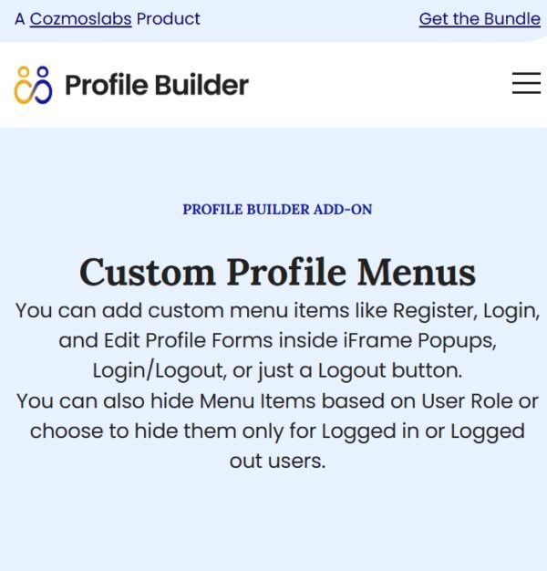 Profile Builder Custom Profile Menus