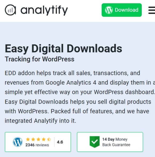 Analytify Pro Easy Digital Downloads