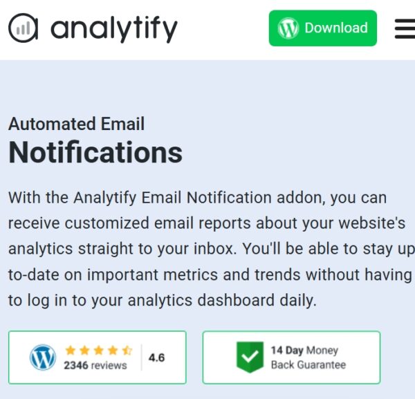 Analytify Pro Email Notifications