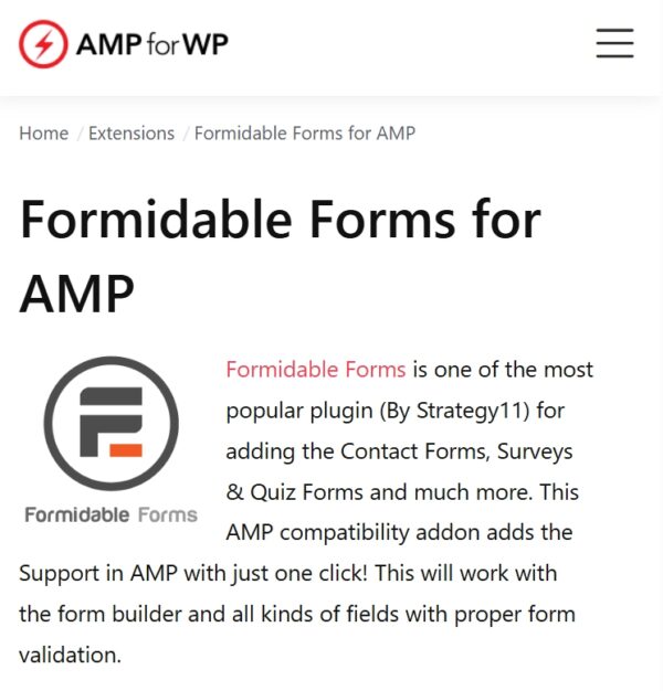 Formidable Forms for AMP