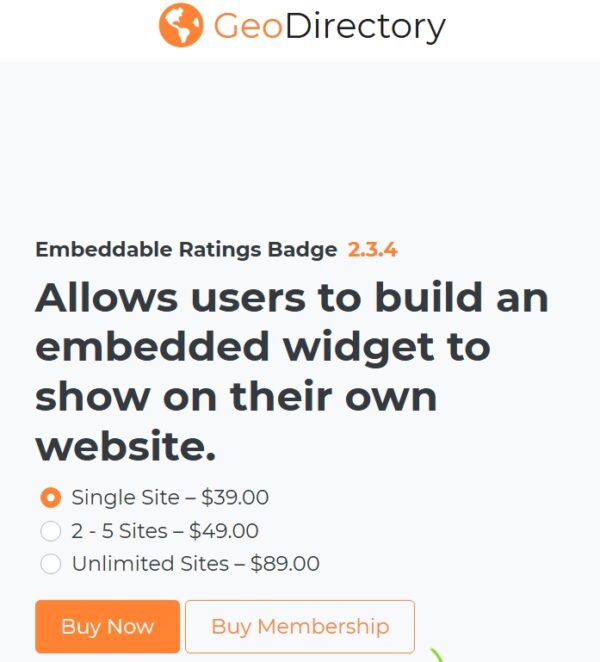 GeoDirectory Embeddable Ratings Badge