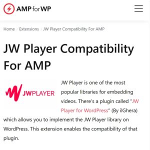 JW Player compatibility for AMP