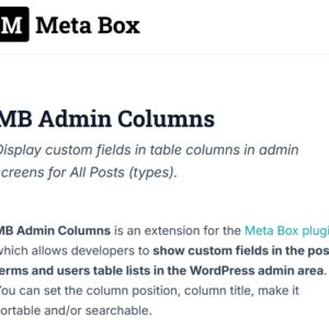 Meta Box Admin Columns