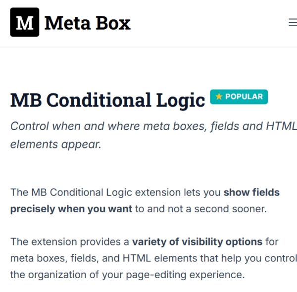 Meta Box Conditional Logic