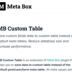 Meta Box Custom Table