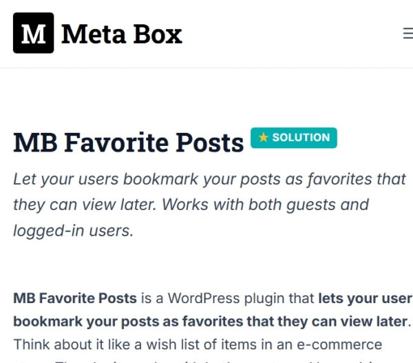 Meta Box Favorite Posts