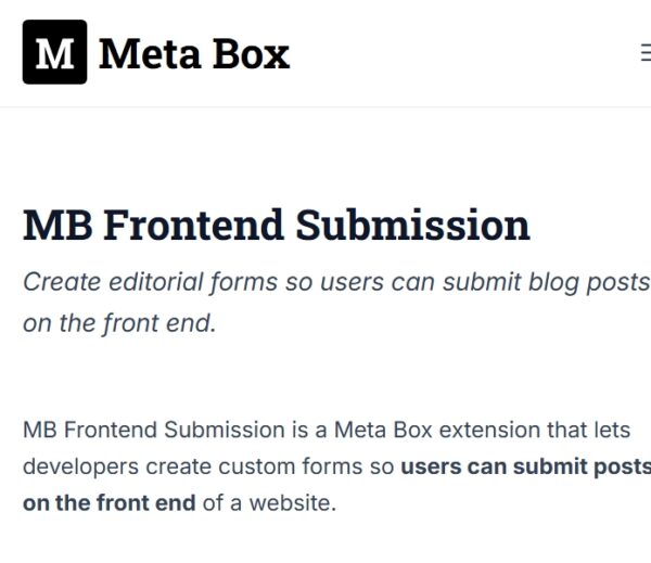 Meta Box Frontend Submission