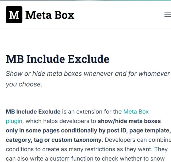 Meta Box Include Exclude