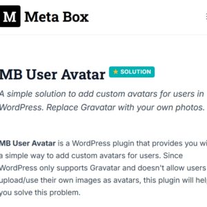 Meta Box User Avatar