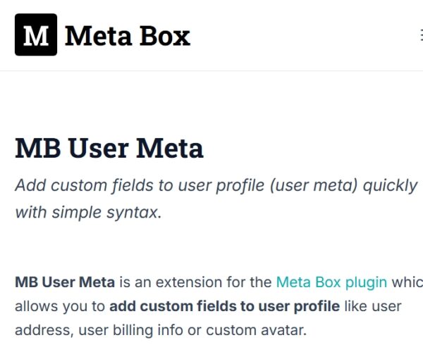 Meta Box User Meta
