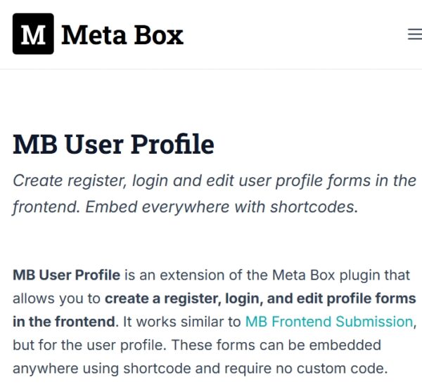 Meta Box User Profile