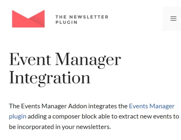 Newsletter Events Manager Integration