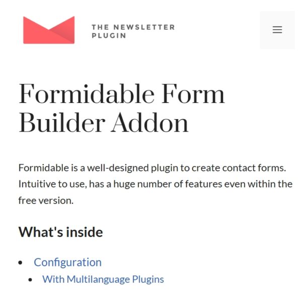 Newsletter Formidable Forms
