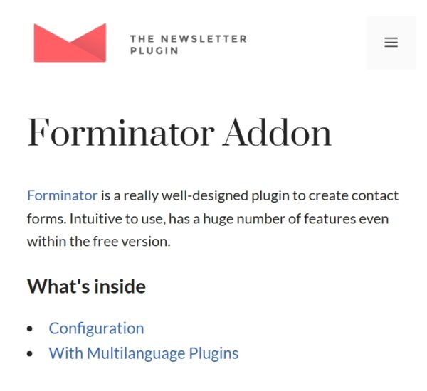 Newsletter Forminator
