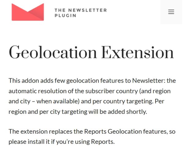 Newsletter Geolocation