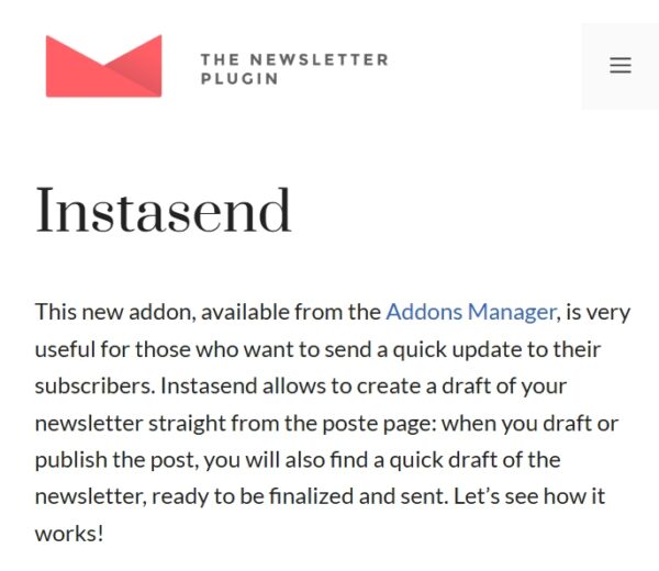 Newsletter Instasend