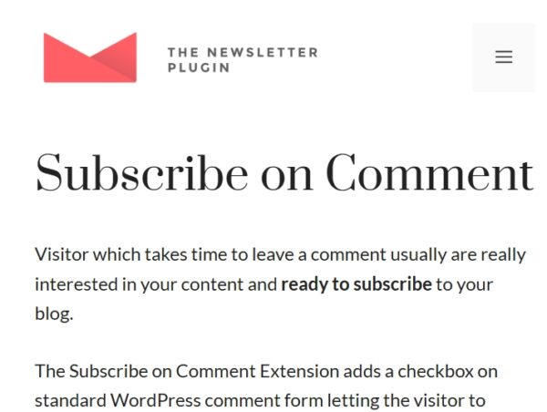 Newsletter Subscribe on Comments