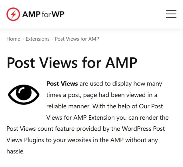 Post Views for AMP