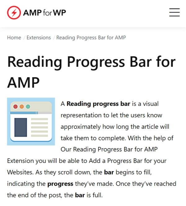Reading Progress Bar for AMP
