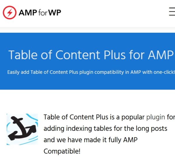 Table Of Content Plus For AMP