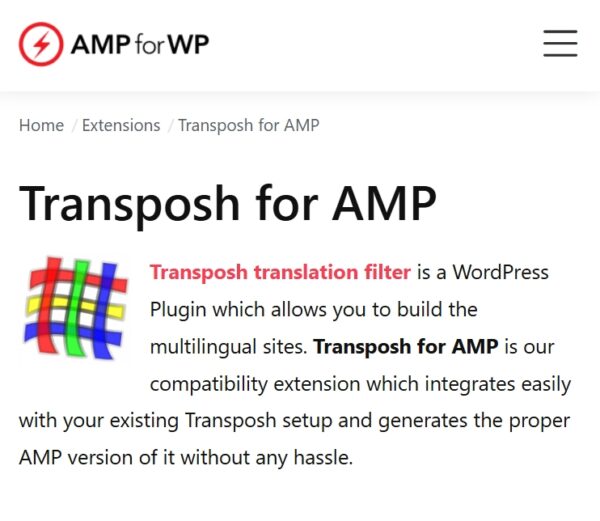 Transposh for AMP