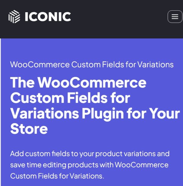 Iconic WooCommerce Custom Fields for Variations