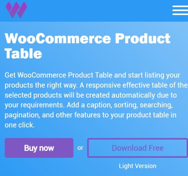 Woobewoo Woocommerce Product Table PRO
