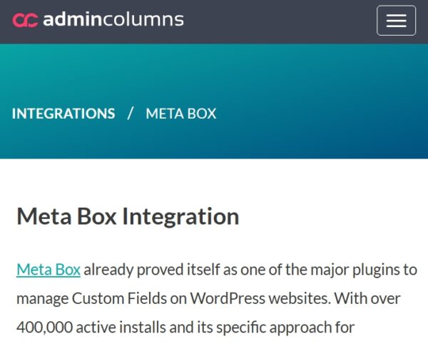 Admin Columns Pro Meta Box