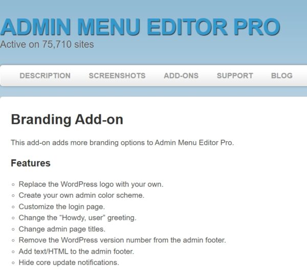 Admin Menu Editor Pro Branding Addon