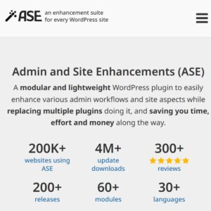Admin and Site Enhancements (ASE) Pro