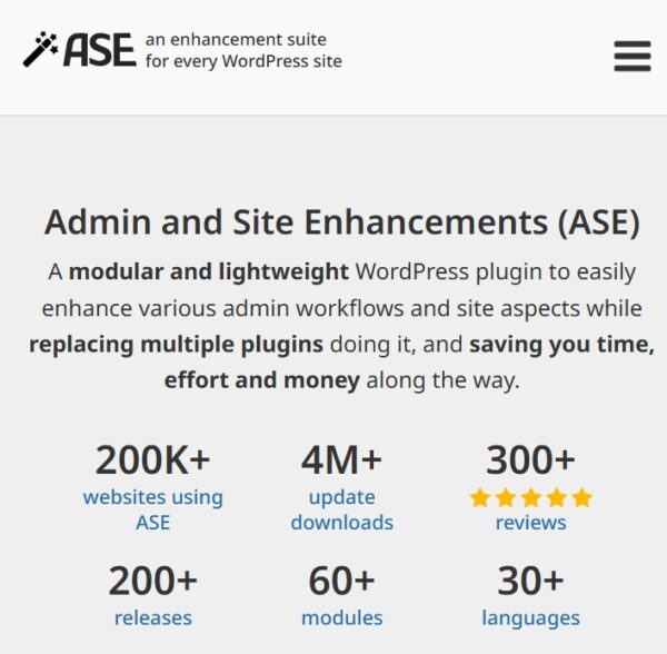 Admin and Site Enhancements (ASE) Pro