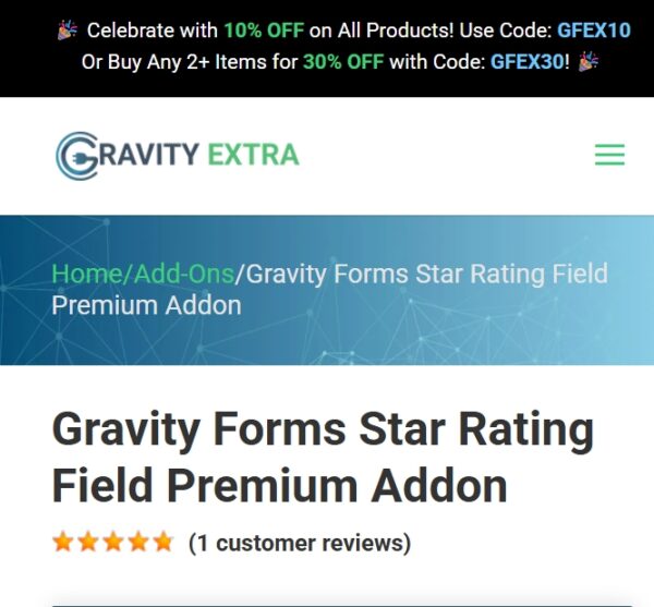 Gravity Forms Star Rating Field Premium