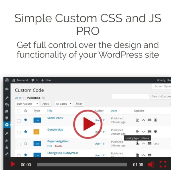 Simple Custom CSS and JS PRO