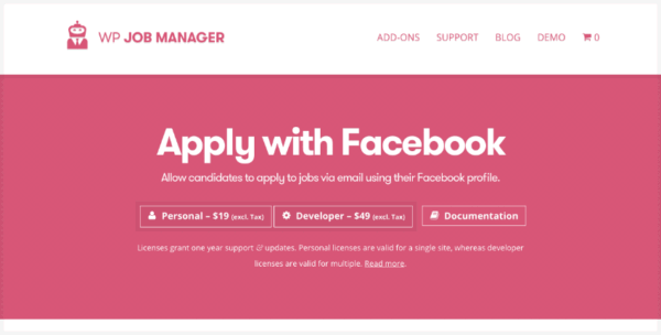 WP Job Manager Apply with Facebook