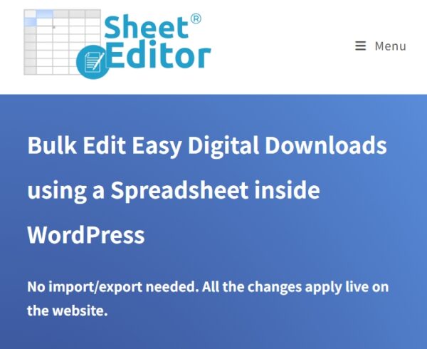 WP Sheet Editor EDD Downloads Pro