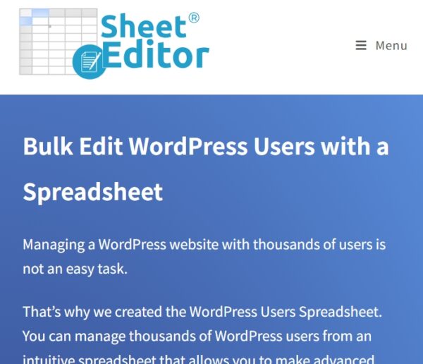 WP Sheet Editor Users (Premium)