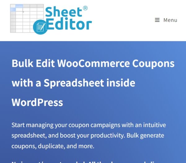 WP Sheet Editor WooCommerce Coupons