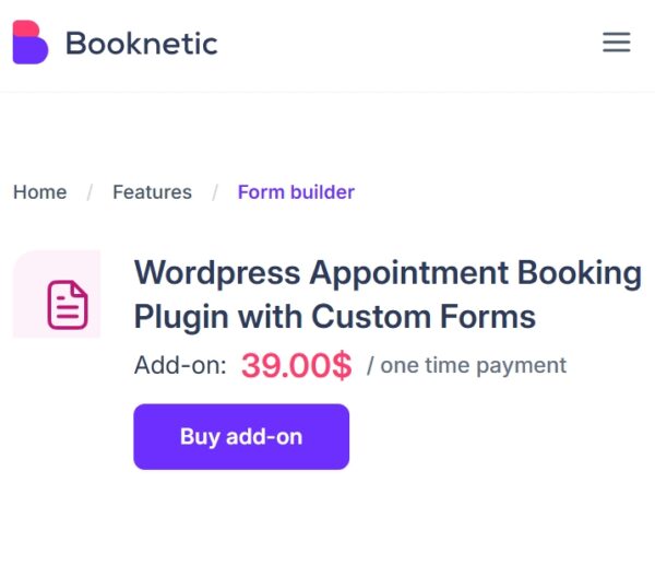Custom forms for Booknetic