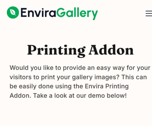 Envira Galler Printing Addon