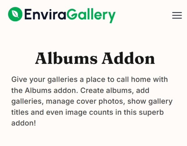 Envira Gallery Albums Addon